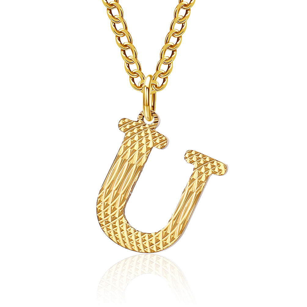Planderful Everyday Genie Gold Plated Letter Surname Pendant For Couples Unisex Premium Magazine Style Jewelry