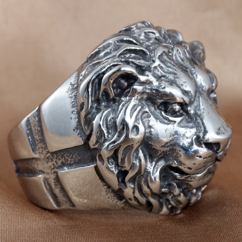 Titanium Steel Lion Ring for Men - Retro Trendy Animal Jewelry Accessory