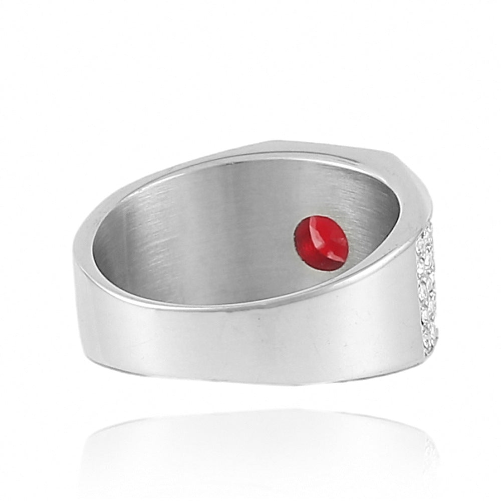 Trendy Multicolor Stone Titanium Steel Ring for Personalized Fashion - Unisex Design for Men and Women