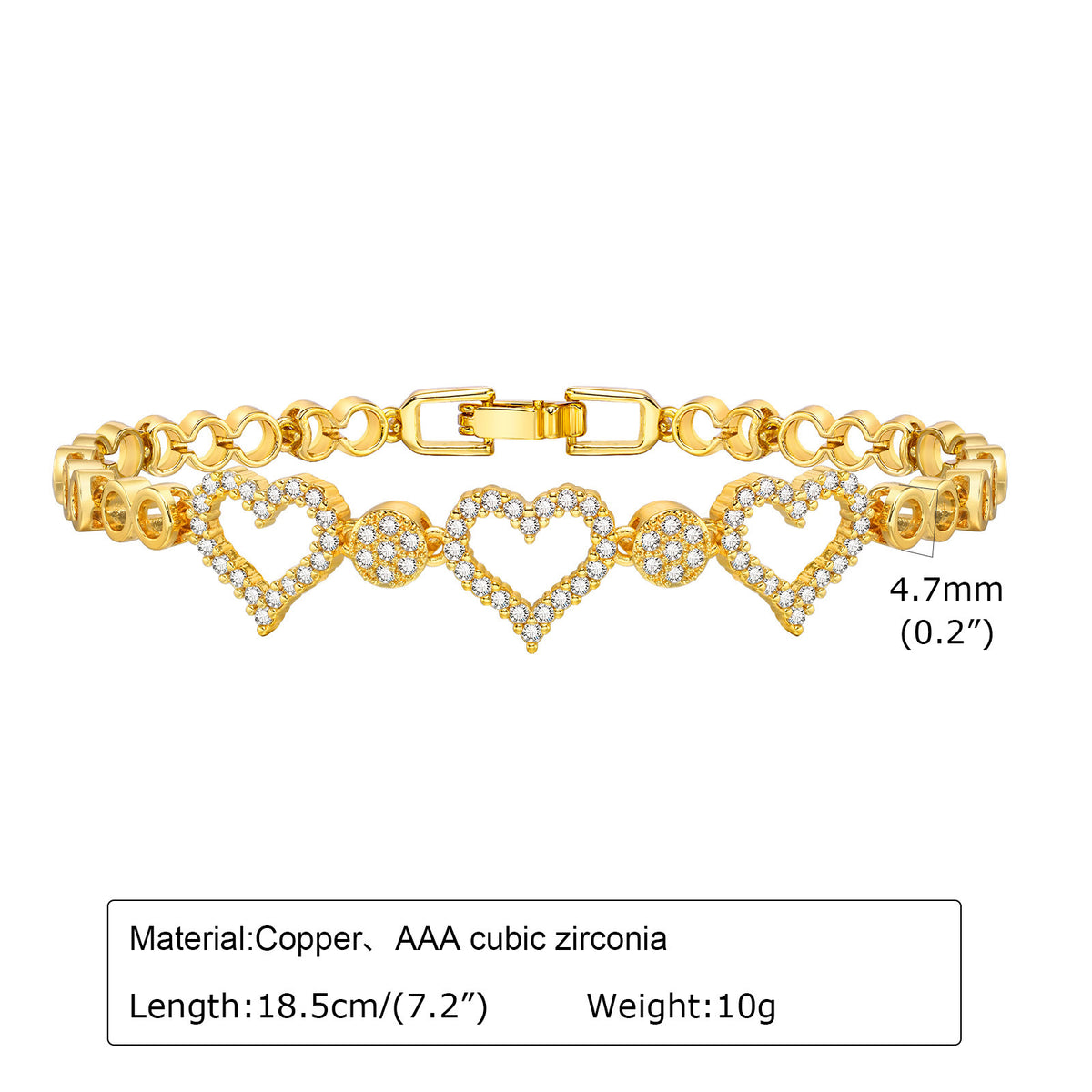 Heart Flower Zircon Stainless Steel Bracelet for Women
