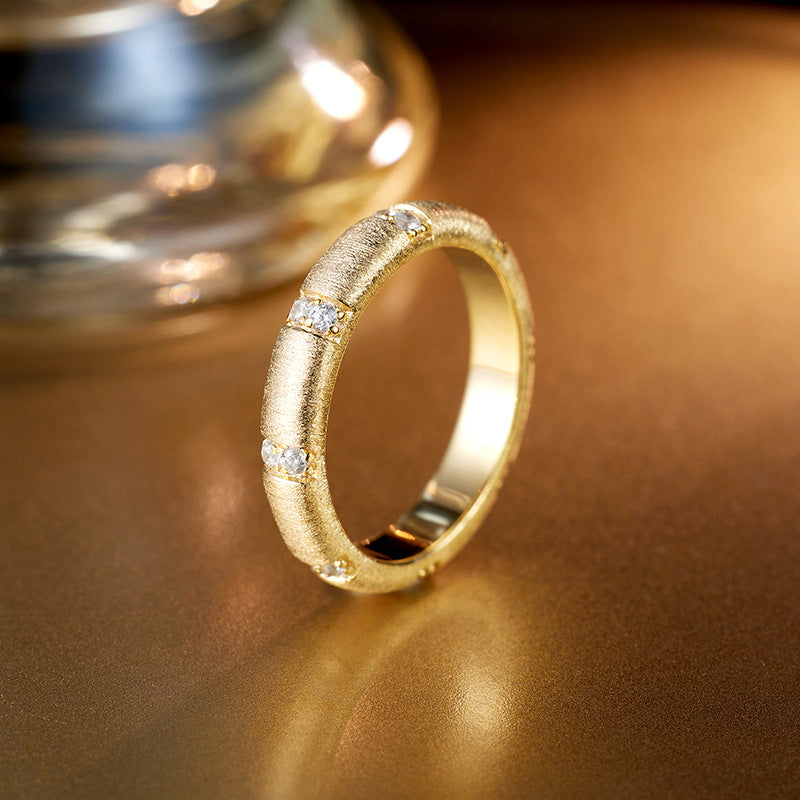 Planderful Sterling Silver Ring With Zircon Handmade Brushed Finish Elegant For Women