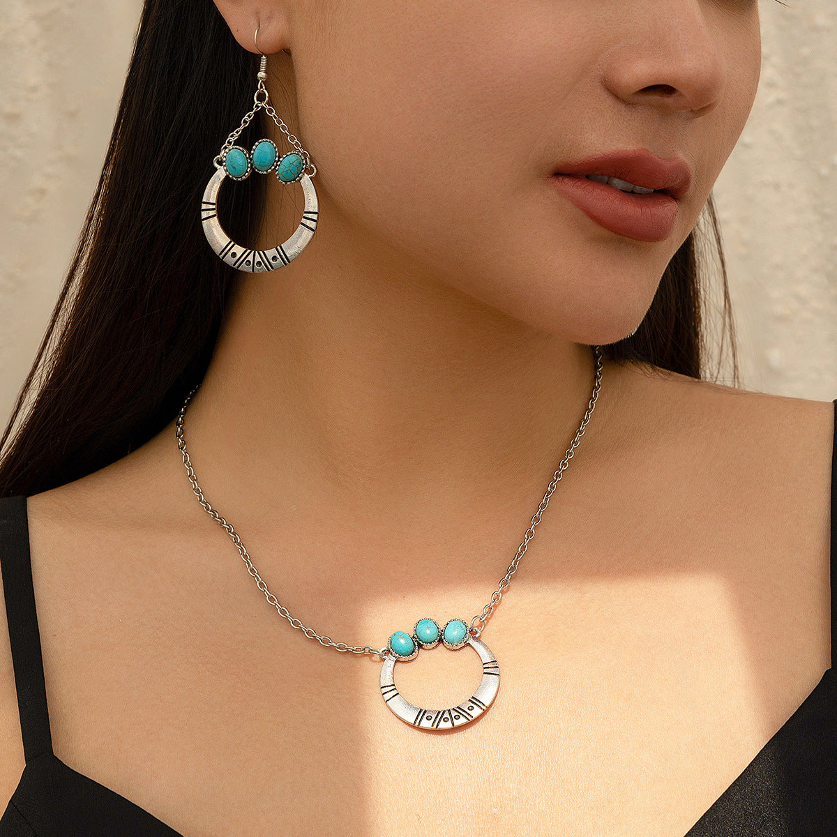 Turquoise-Style Palm Tree Jewelry Set