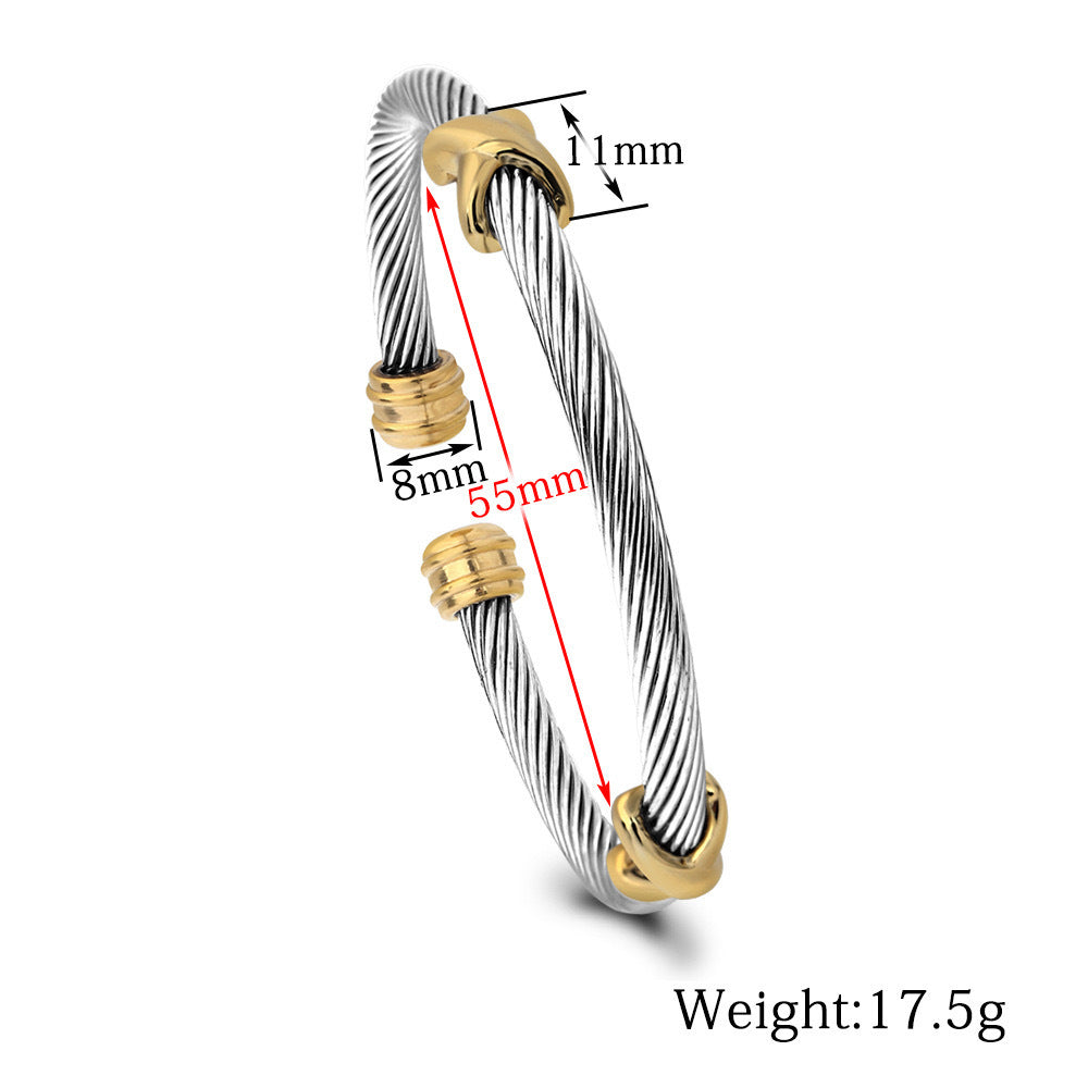 Planderful Collection Personalized Adjustable Twist Wire Versatile Stainless Steel Bracelet For Women
