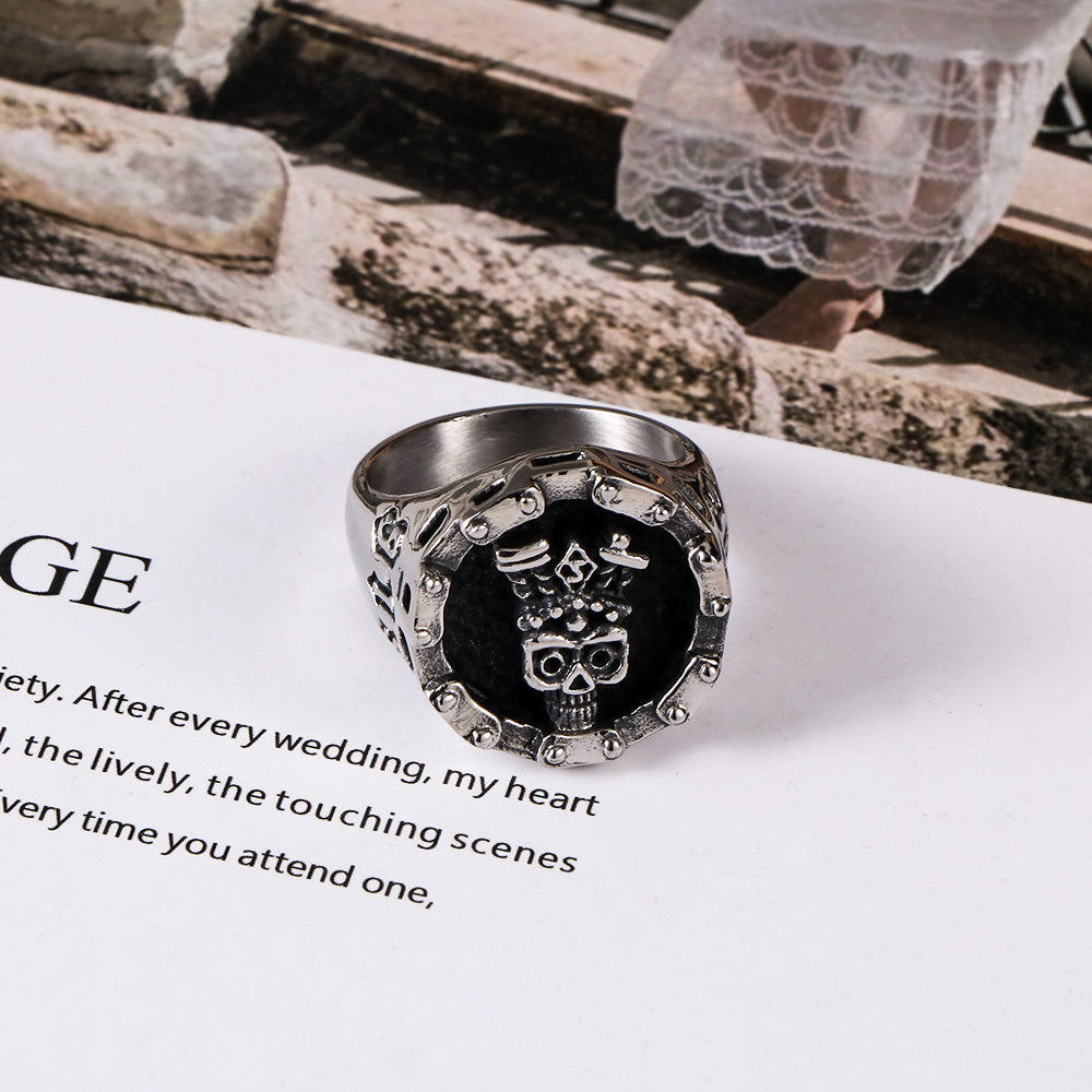 European American Titanium Steel Skeleton Car Chain Ring