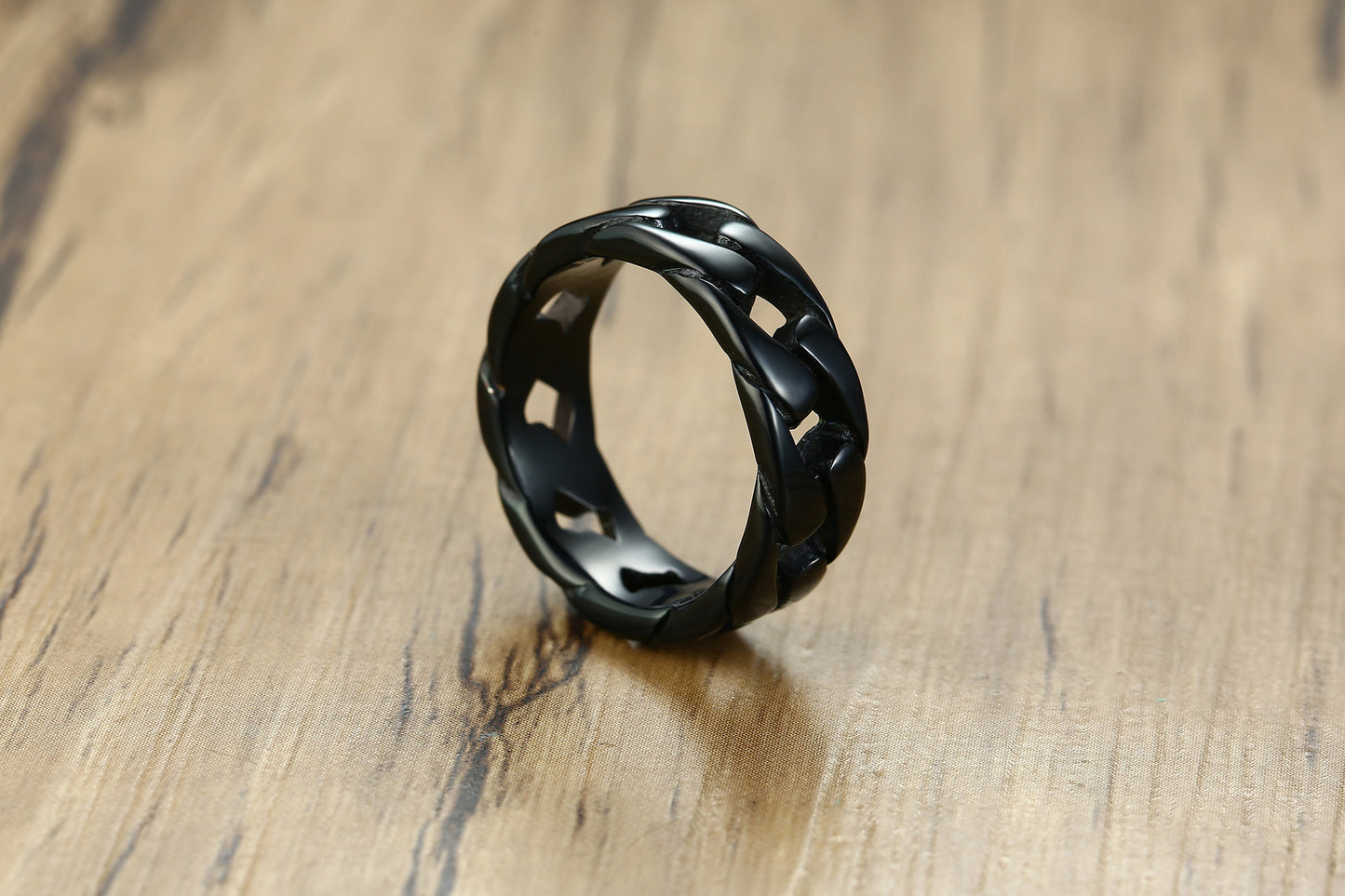 Cuban Chain Ring Jewelry Gold Titanium Steel Ring for Men
