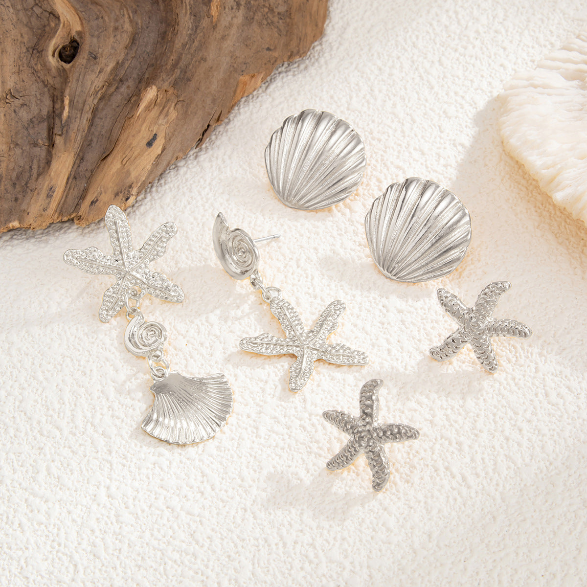 Starfish Pendant Earrings Planderful Statement Ocean Breeze Conch Set for Women Beach Lovers