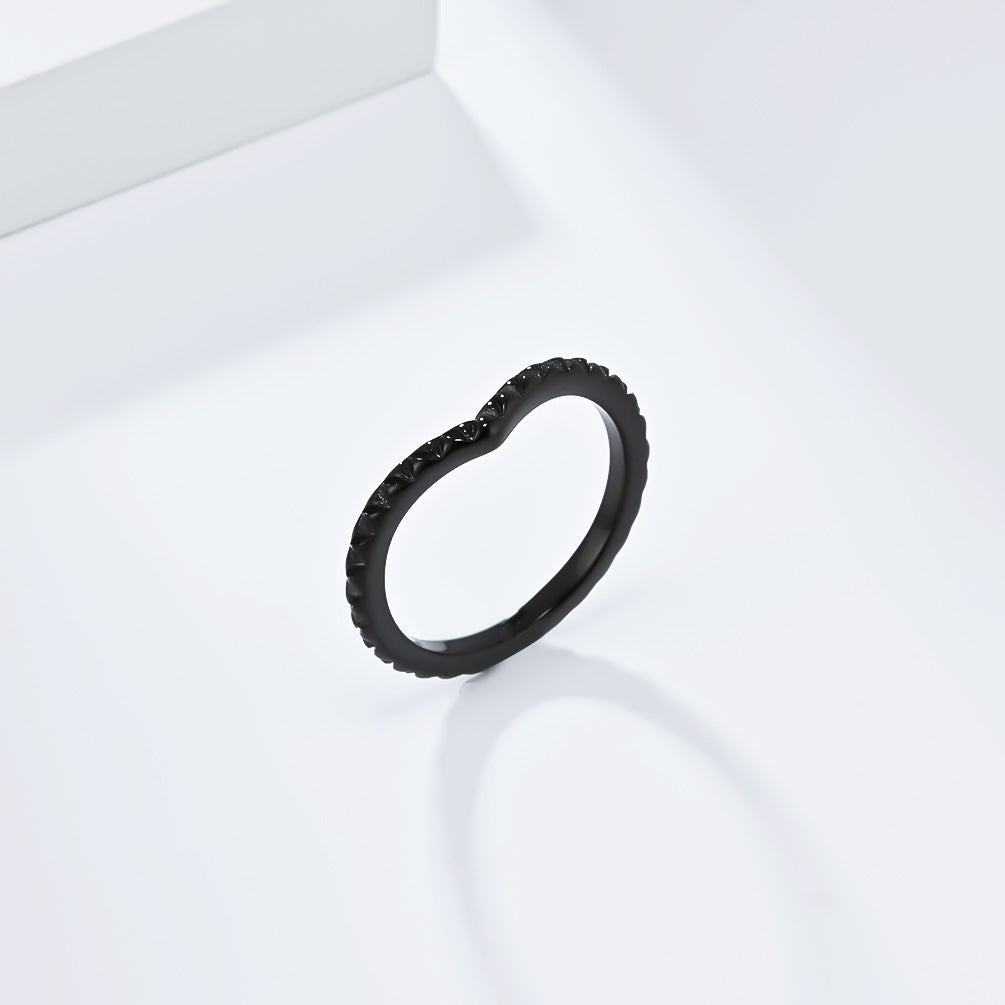 Planderful Titanium Steel Ring For Women Peach Heart Minimalist Design Light Luxury Everyday Jewelry