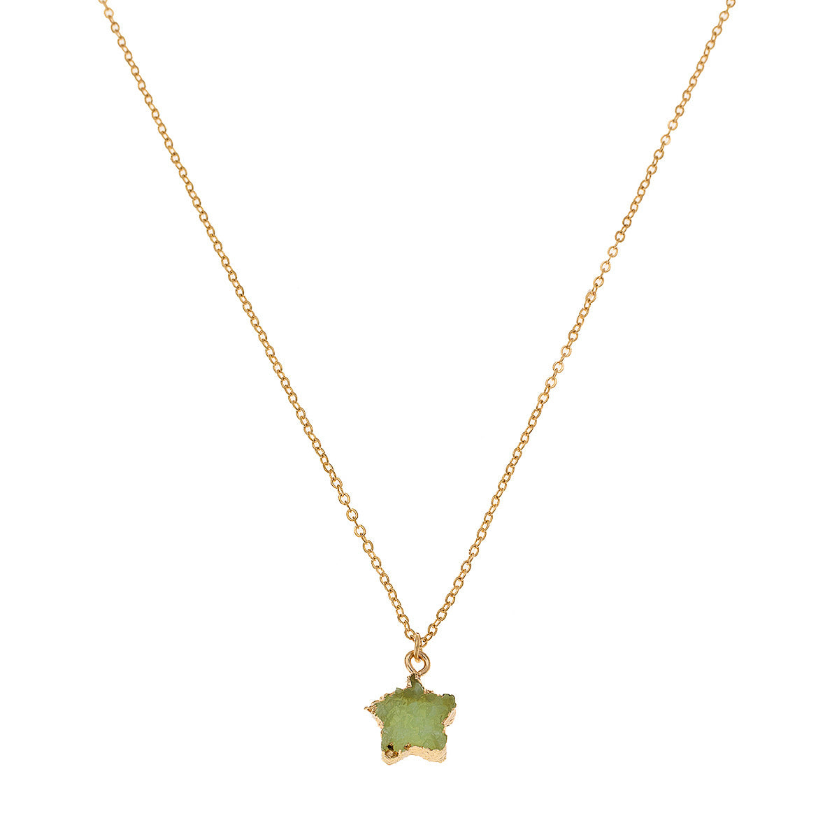 Planderful Vienna Verve Necklace – Stylish Minimalist Metal Chain with Cute Green Star Pendant