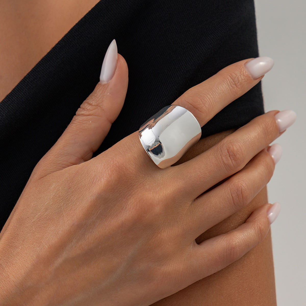 Planderful Vienna Verve Bold Geometric Resin Stone Square Ring for Women Large Wide Surface Statement Jewelry