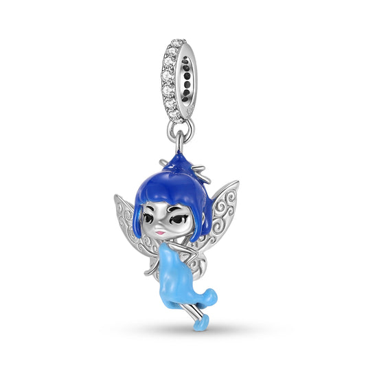 Planderful Jewelry Sterling Silver Fairy Pendant With Blue Epoxy Necklace For Cute Character Fans