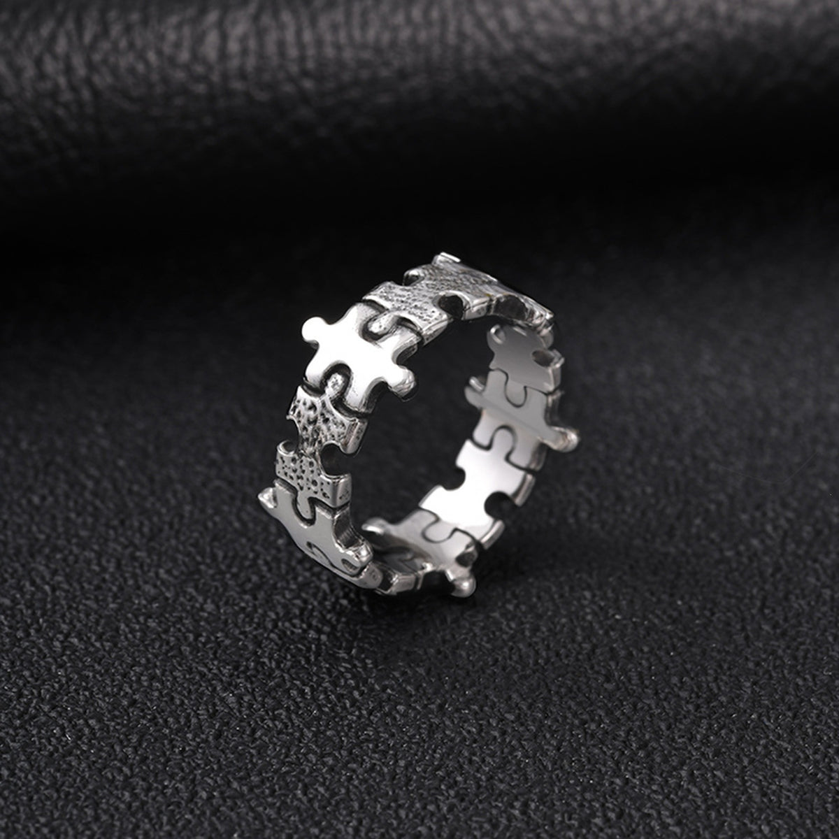 Pieces Puzzle Stainless Steel Puzzle Punk Individual Cold Wind Ring