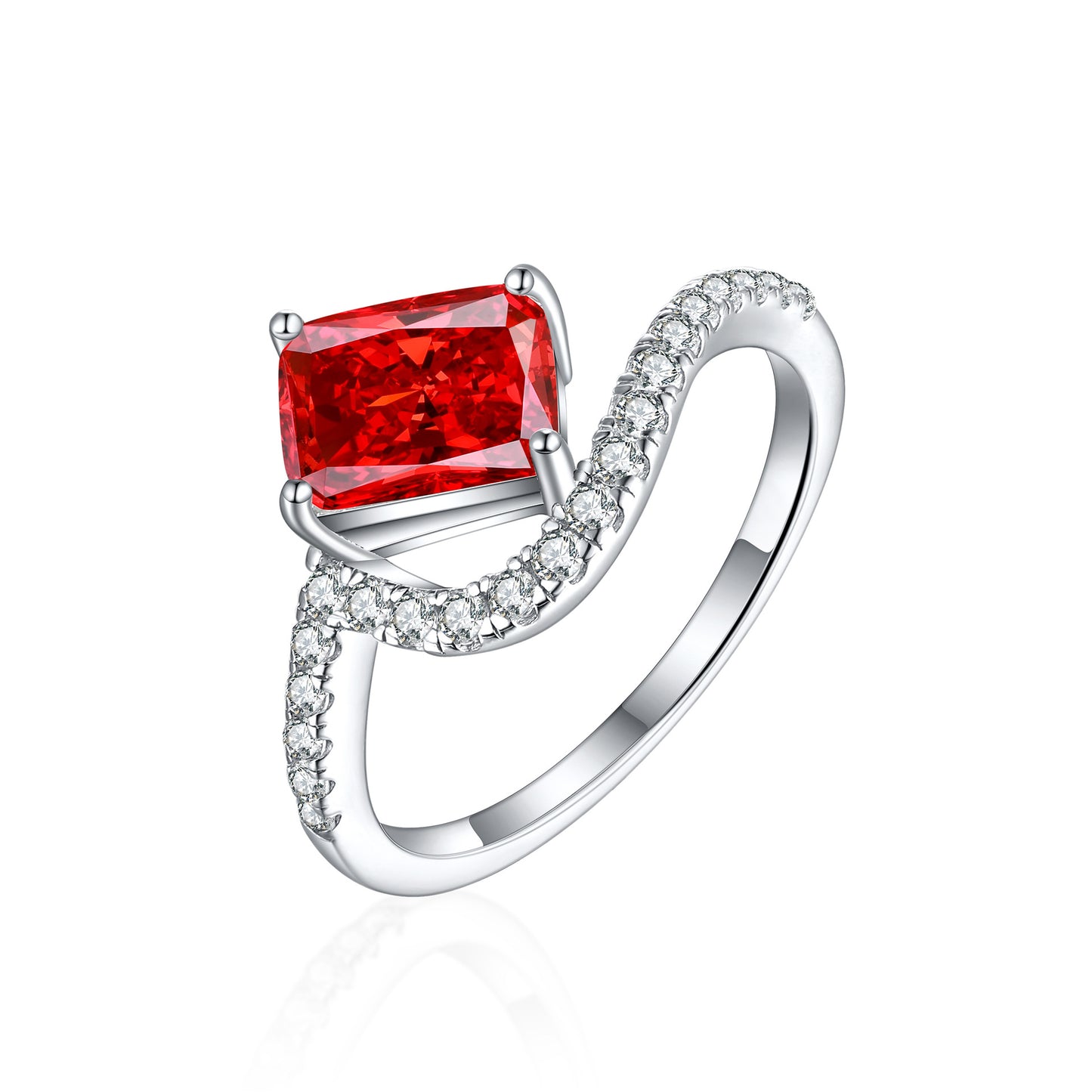 925 Sterling Silver 1.5ct Flame Ice Flower Cut Square Diamond Ring Women's Luxury Color Treasure