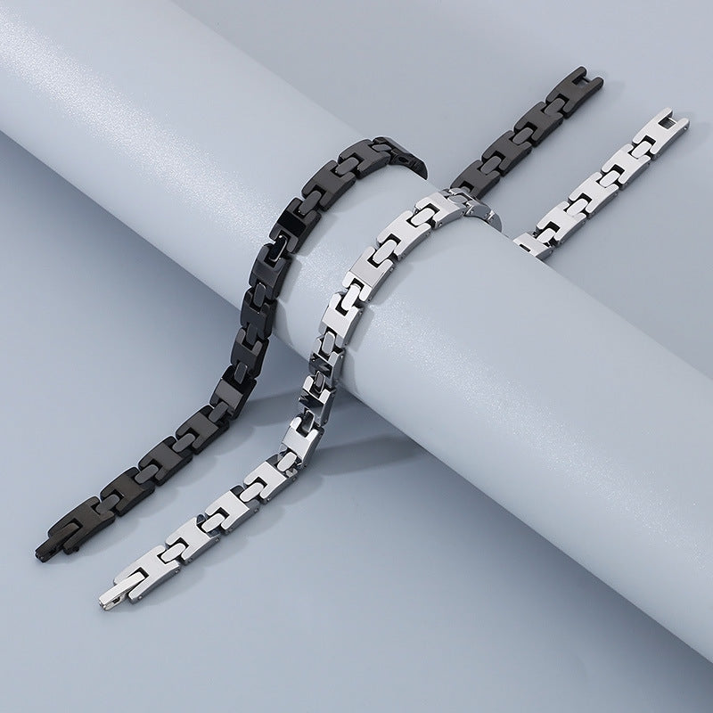 Planderful Mens Tungsten Steel Bracelet Durable H Shape