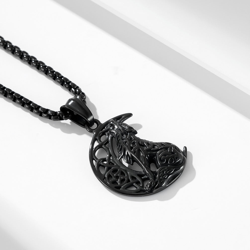 Wolf Pendant Necklace Planderful Bold Viking Moon Design For Edgy Fashion Lovers