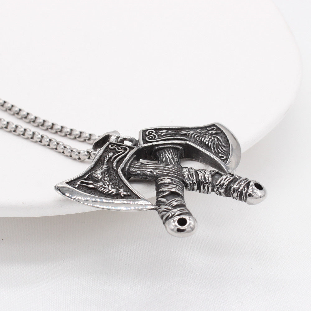 Viking Axe Pendant Necklace Titanium Steel Durable Unisex Jewelry By Planderful Everyday Genie Premium Gift For Men
