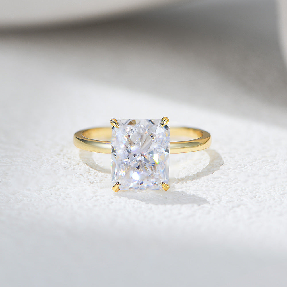 Planderful S925 Sterling Silver Ring With Ice Flower Cut Zircon 8x10mm For Women Elegant Jewelry