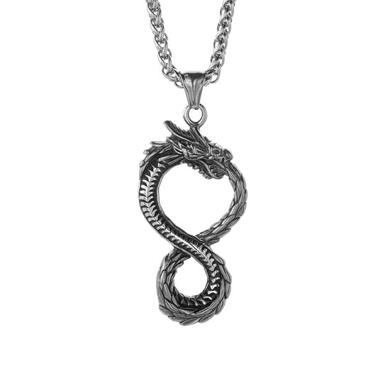 Planderful Titanium Steel Dragon Necklace For Men With Domineering Flame Pendant Premium Hip Hop Jewelry
