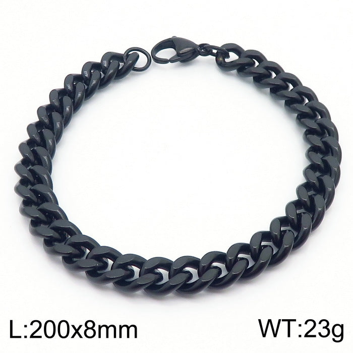 Stylish Stainless Steel Side Chain Bracelet for Men - Trendy Titanium Hip-Hop Accessory