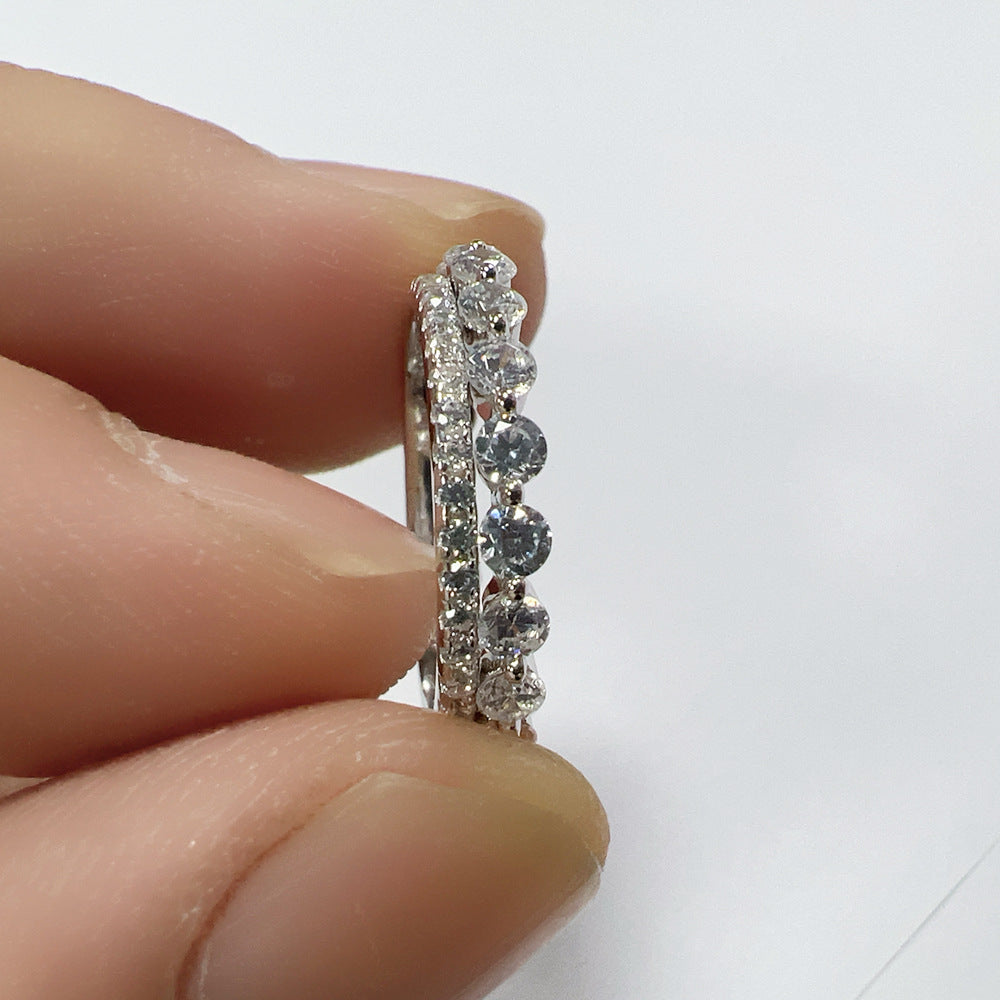 Sterling Silver Ring Full Zircon Ring Set Ring Combination Ring Jewelry