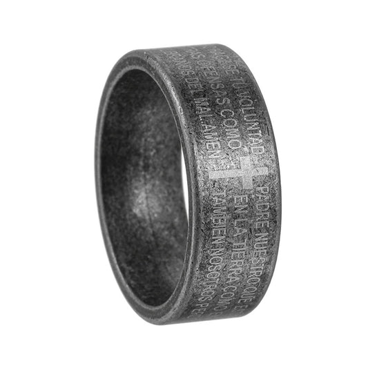 Planderful Collection Everyday Genie Cross Ring Stainless Steel Unisex Retro Scripture Jewelry