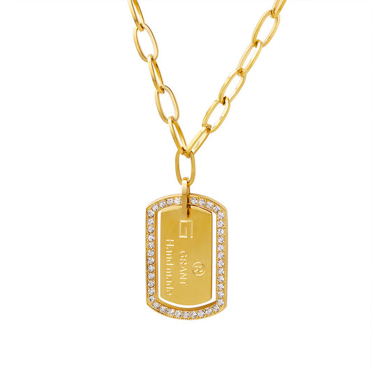 Elegant Titanium Steel Necklace with Zircon Pendant - Women's Fashion Jewelry
