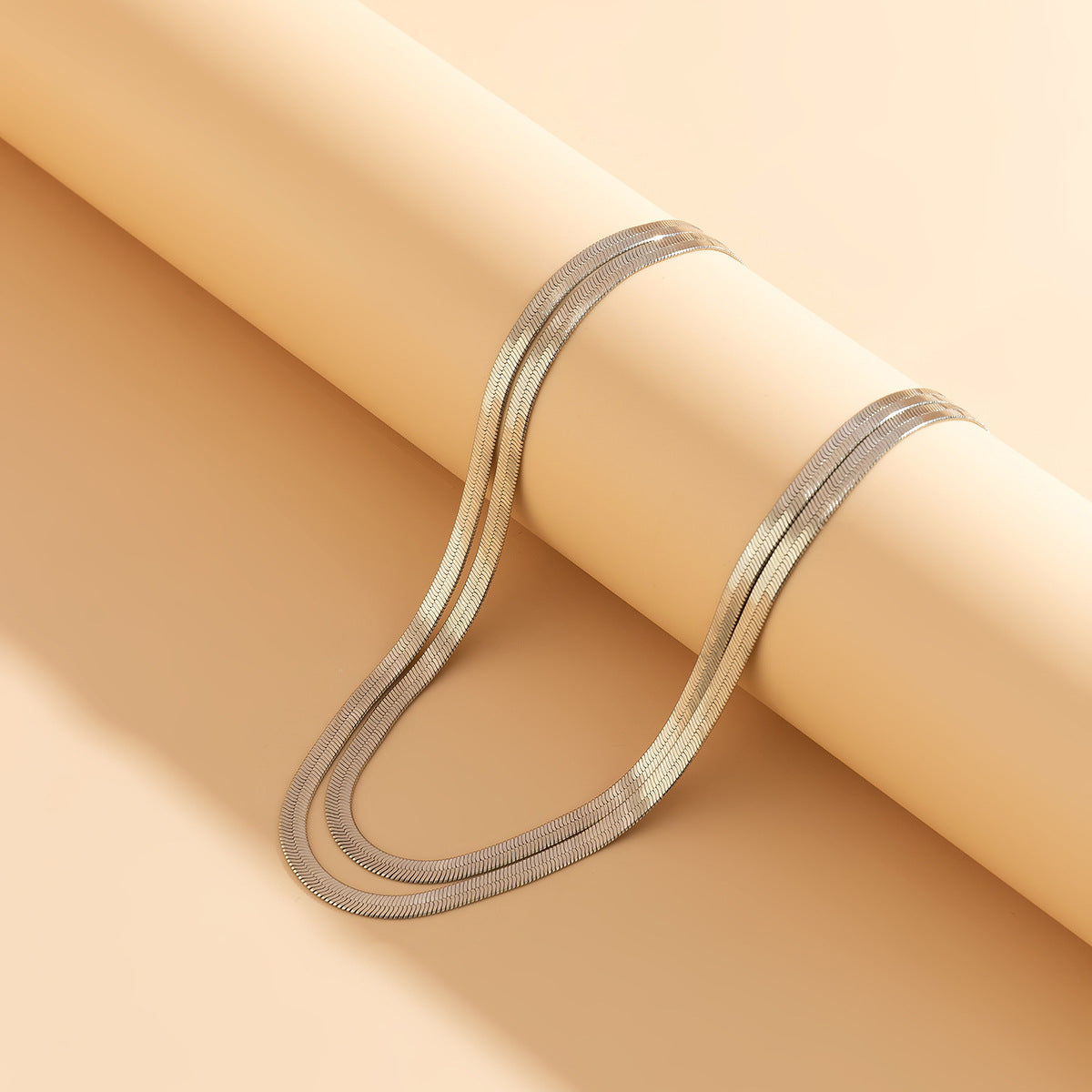 Sleek Snake Bone Chain Necklace Featuring Elegant French Chain Design