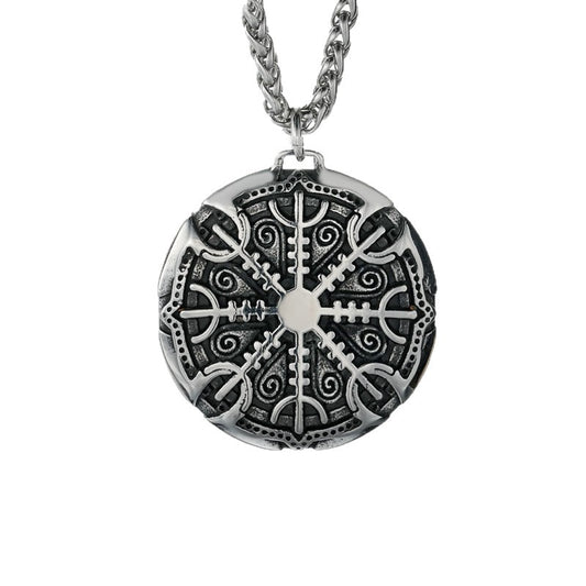 1. Planderful Viking Odin Logo Compass Necklace Titanium Steel Pendant Mens Jewelry European Style Gift