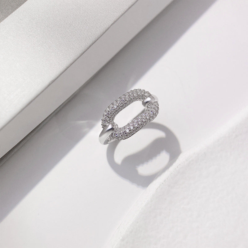 S925 Sterling Silver Zircon Halo Ring — Adjustable
