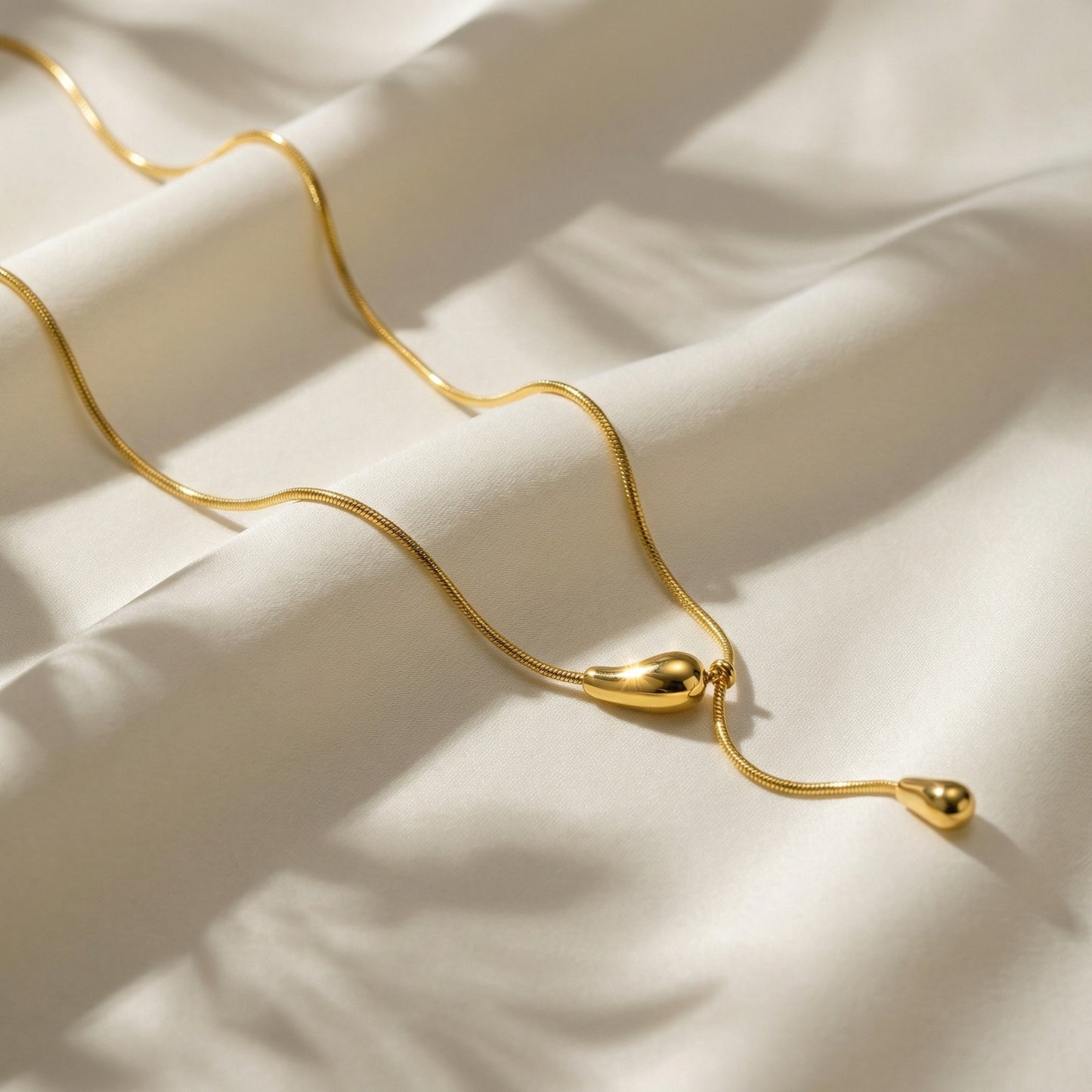 Stainless Steel Design Water Drop Y-Shaped French Necklace