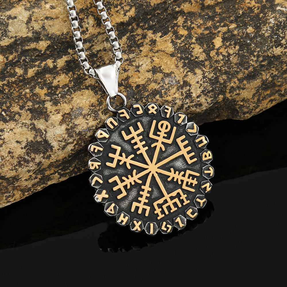 Planderful Viking Compass Rune Pendant Necklace for Men