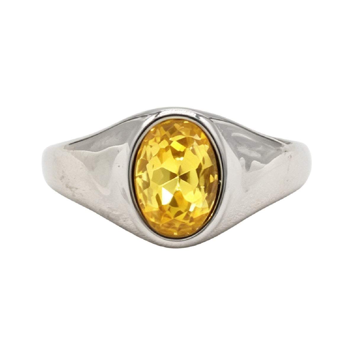 Multi-Color Gemstone Titanium Steel Ring