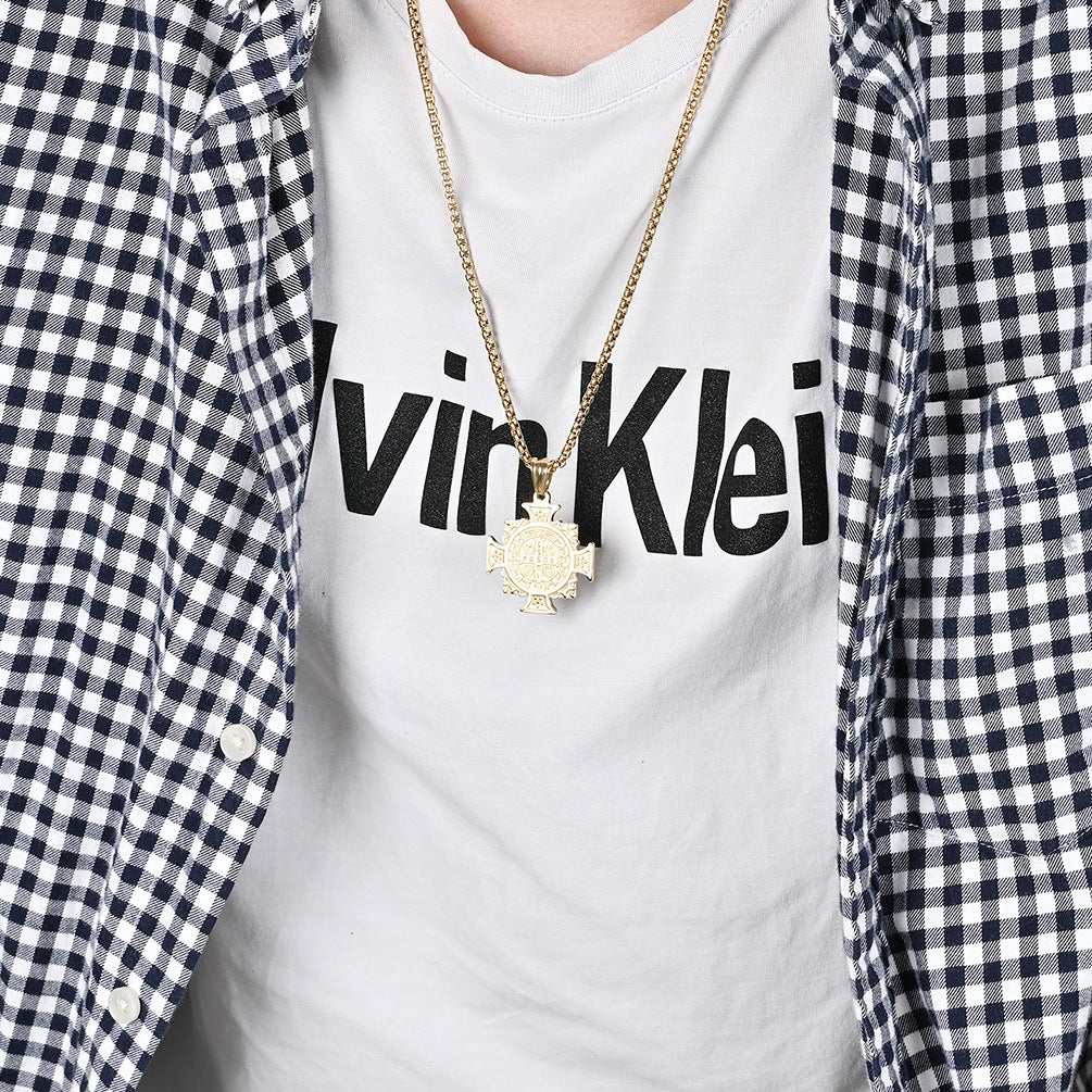 Cross-Border Amazon St. Benedict Titanium Steel Necklace