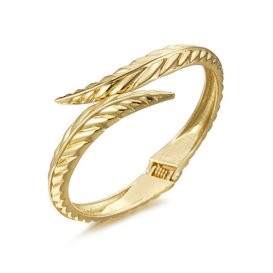 Golden Leaf Woven Bracelet - Exquisite Handcrafted Jewelry - Vienna Verve Collection