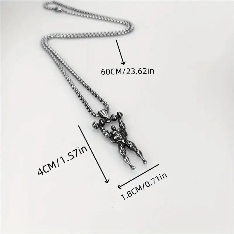 1. Planderful Barbell Necklace Titanium Steel For Men Weightlifting Pendant Hip Hop Style Giftable