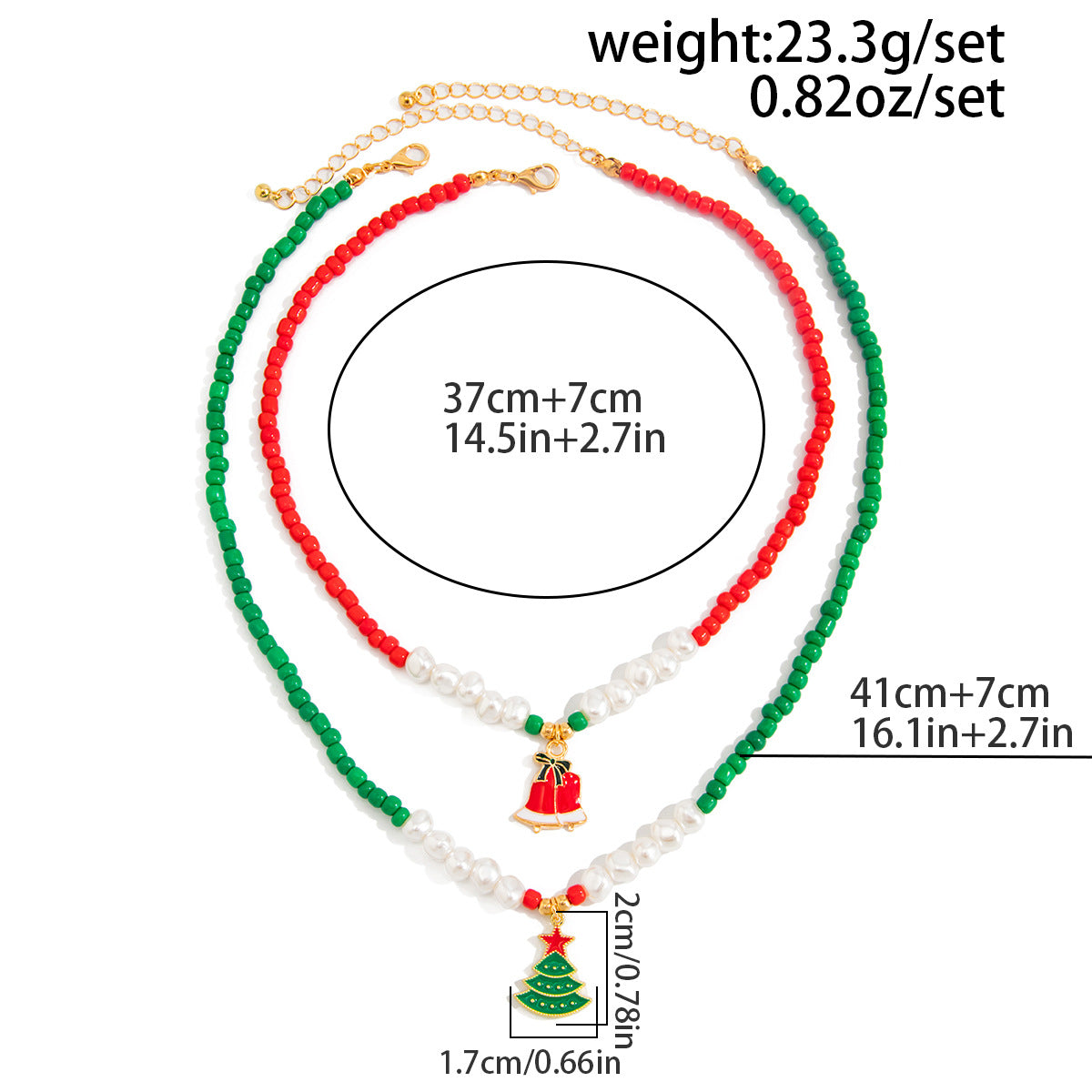Christmas Santa & Elk Pearl-Style Necklace