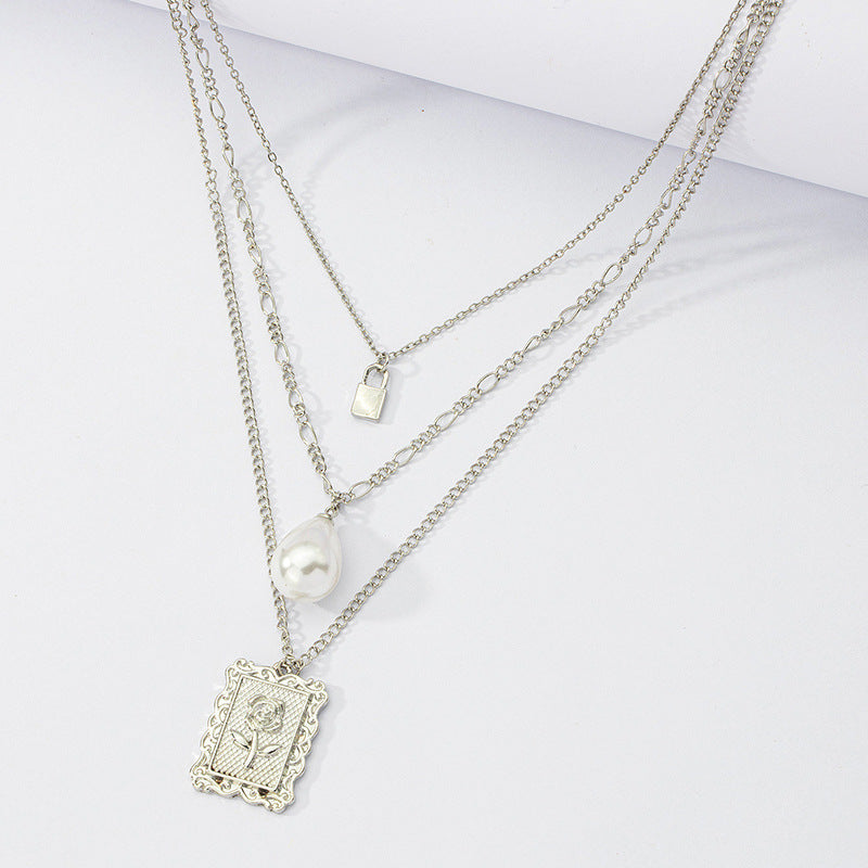 Rose Trio Layered Cross Necklace - Vienna Verve Collection