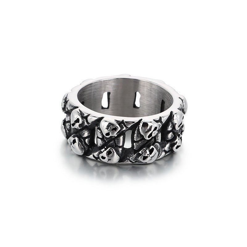 Planderful Skull Ring Men Edgy Stainless Steel Punk Style