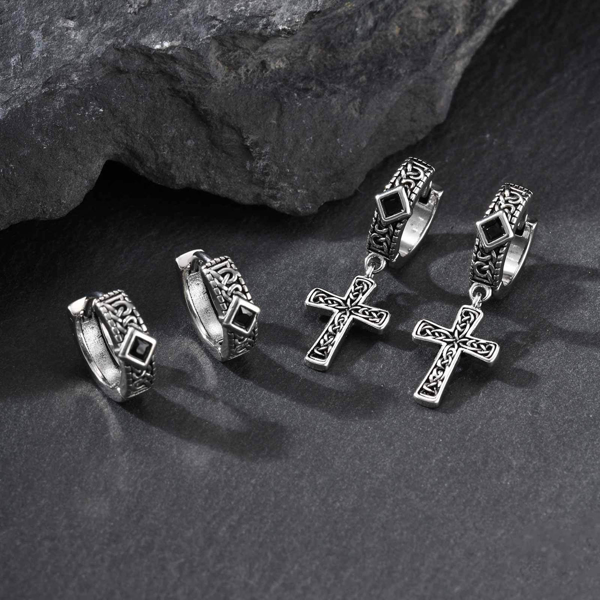 Cross Single Earrings — Glass or Zircon