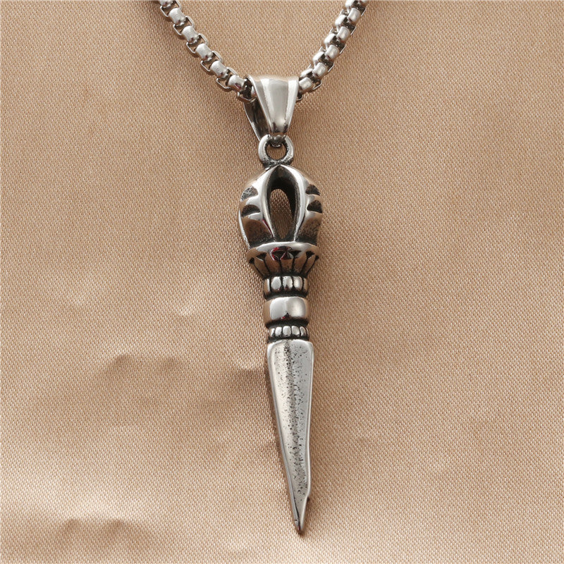 Personalized Multi-Color Titanium Steel Diamond Column Pendant Necklace for Trendy Men