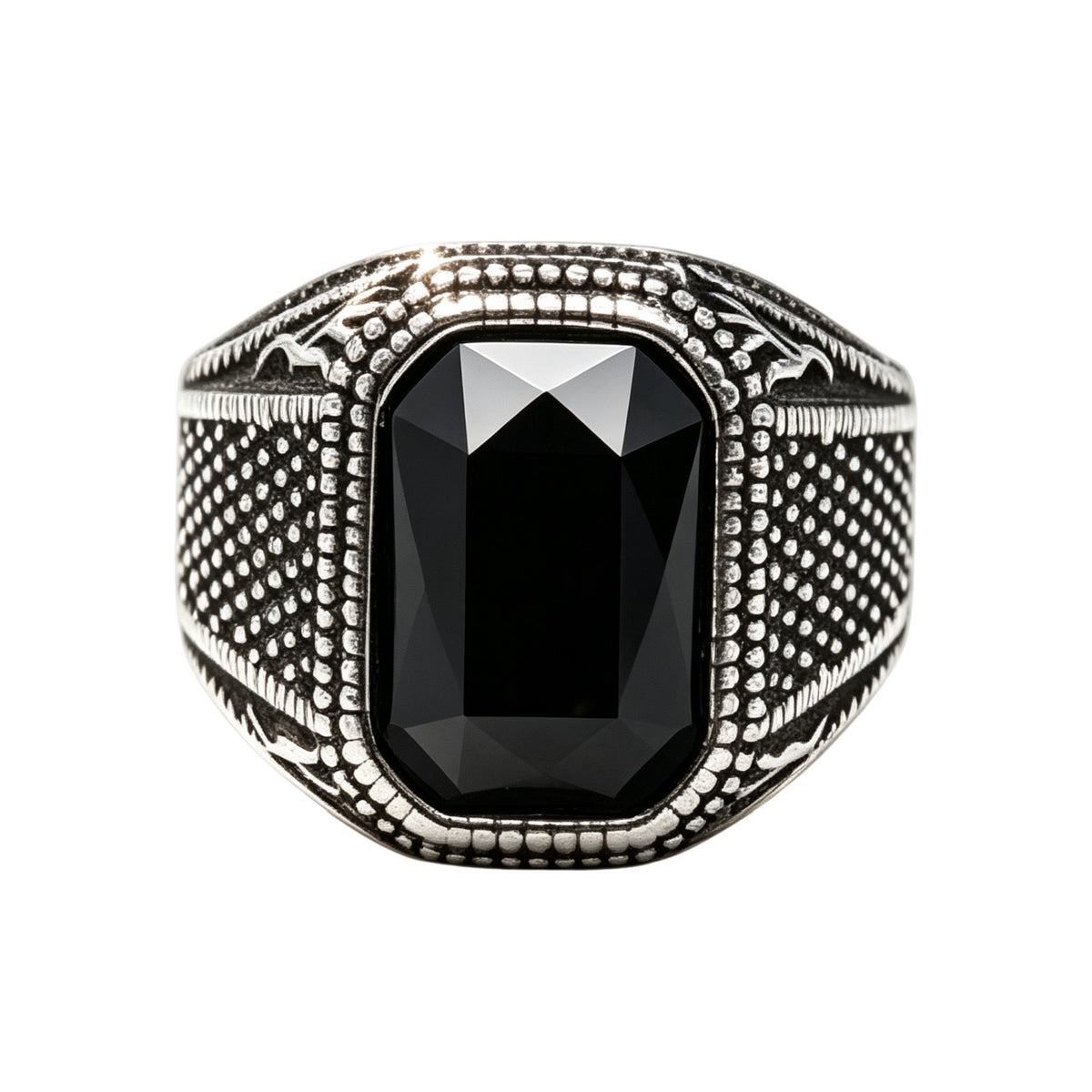 Knight Gemstone Titanium Steel Ring