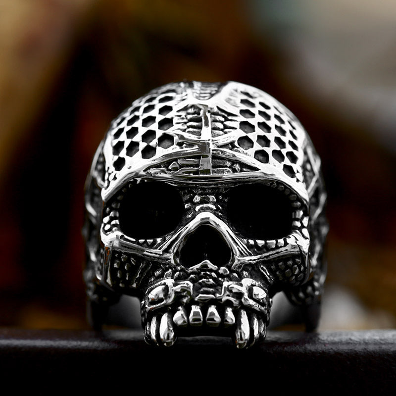 Punk Skull Titanium Steel Ring for Men - Wholesale European and American Hip Hop Style