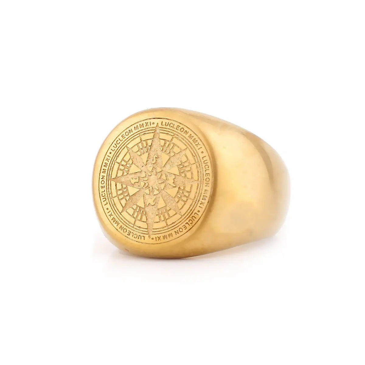 Planderful Everyday Genie Stainless Steel Compass Ring For Men Personalized Retro Vintage Jewelry