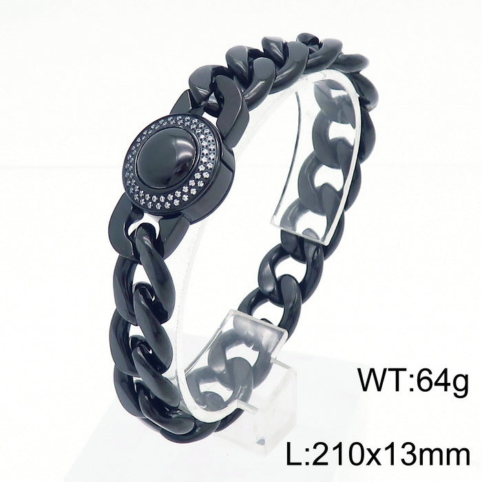 Bracelet Of The – Cnc Zircon Cuban Chain Titanium Steel Men's