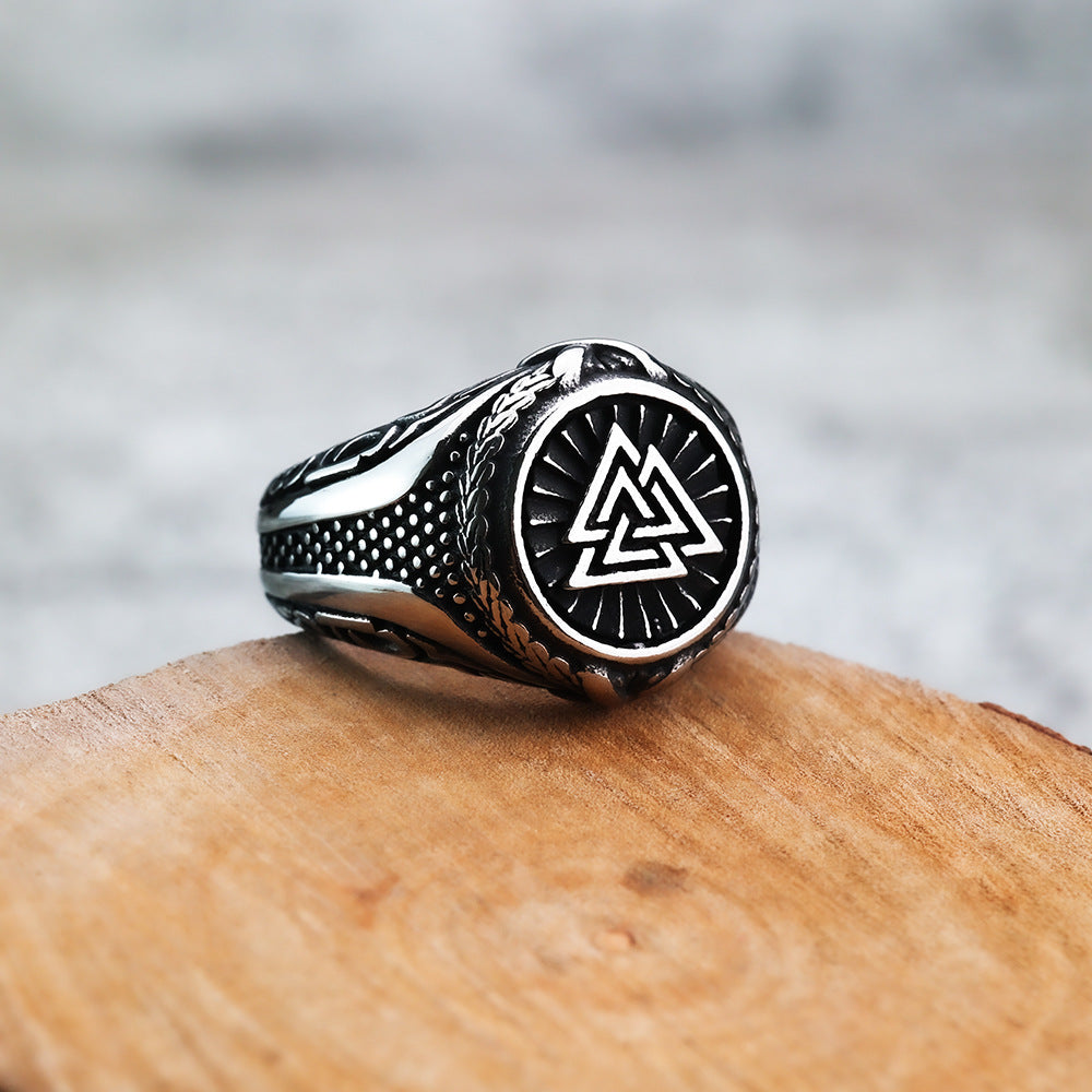 Nordic Viking Style Fashion Triangular Rune Men's Ring