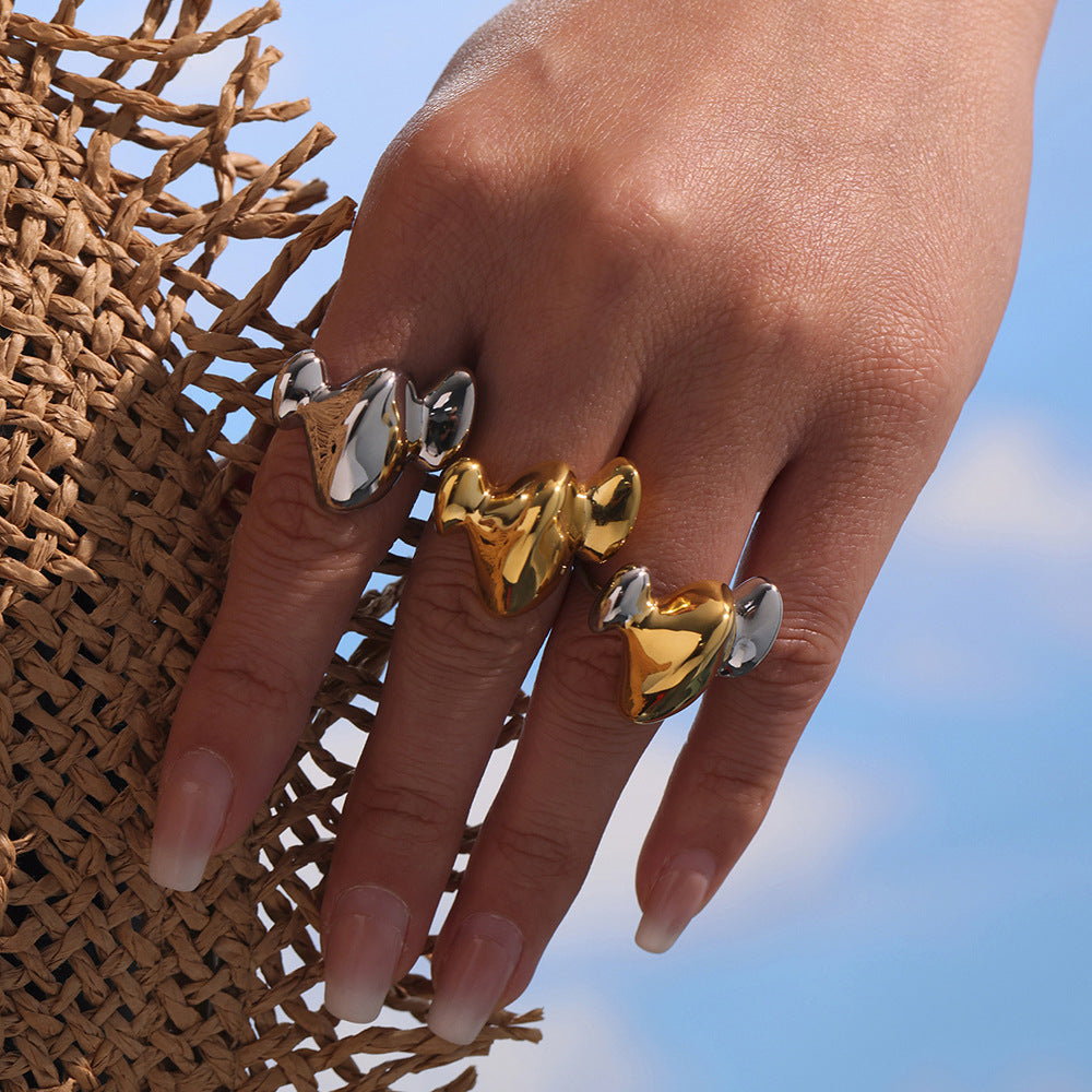 Planderful Unisex Open Index Geometric Color Ring 18K Gold