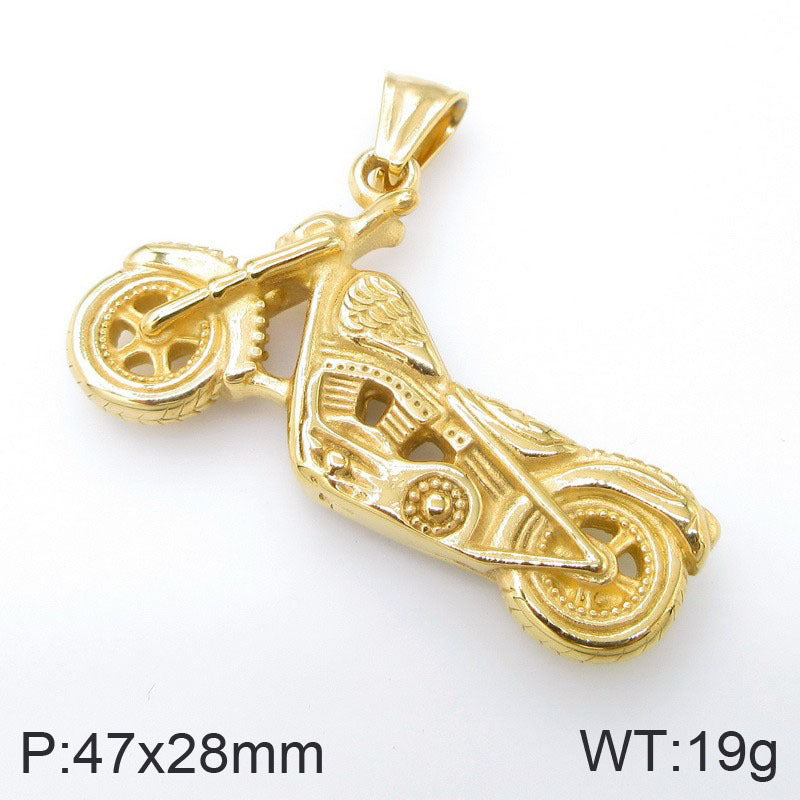 Planderful Skull Motorcycle Pendant For Men Titanium