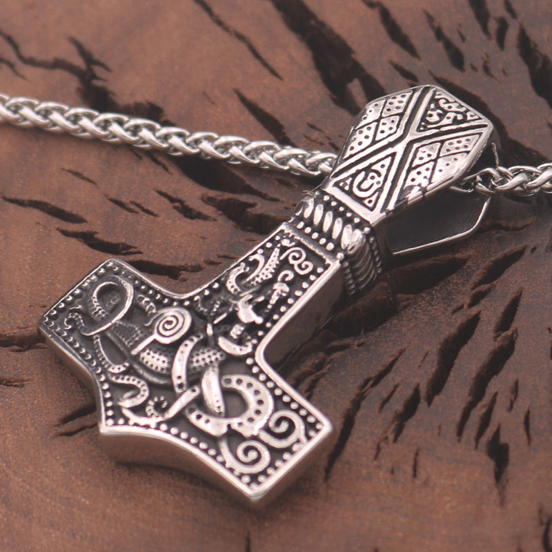 Mystical Norse Legacy Titanium Steel Dragon Necklace for Men