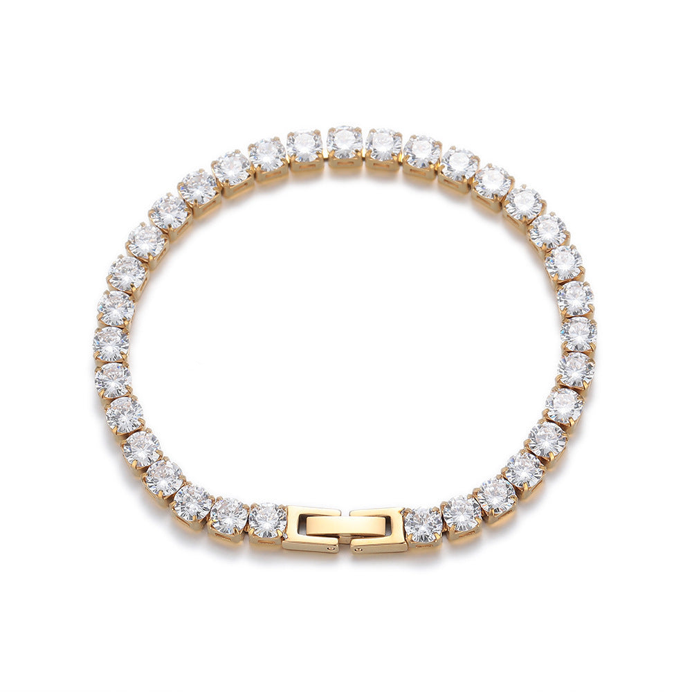 Planderful Jewelry Mens Zircon Tennis Bracelet In Titanium Steel Hip Hop Style For Men