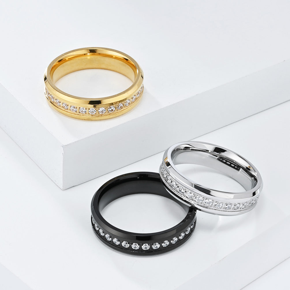 Planderful Everyday Genie Titanium Steel Zircon Ring for Couples - Elegant Wedding Proposal Jewelry for Men and Women