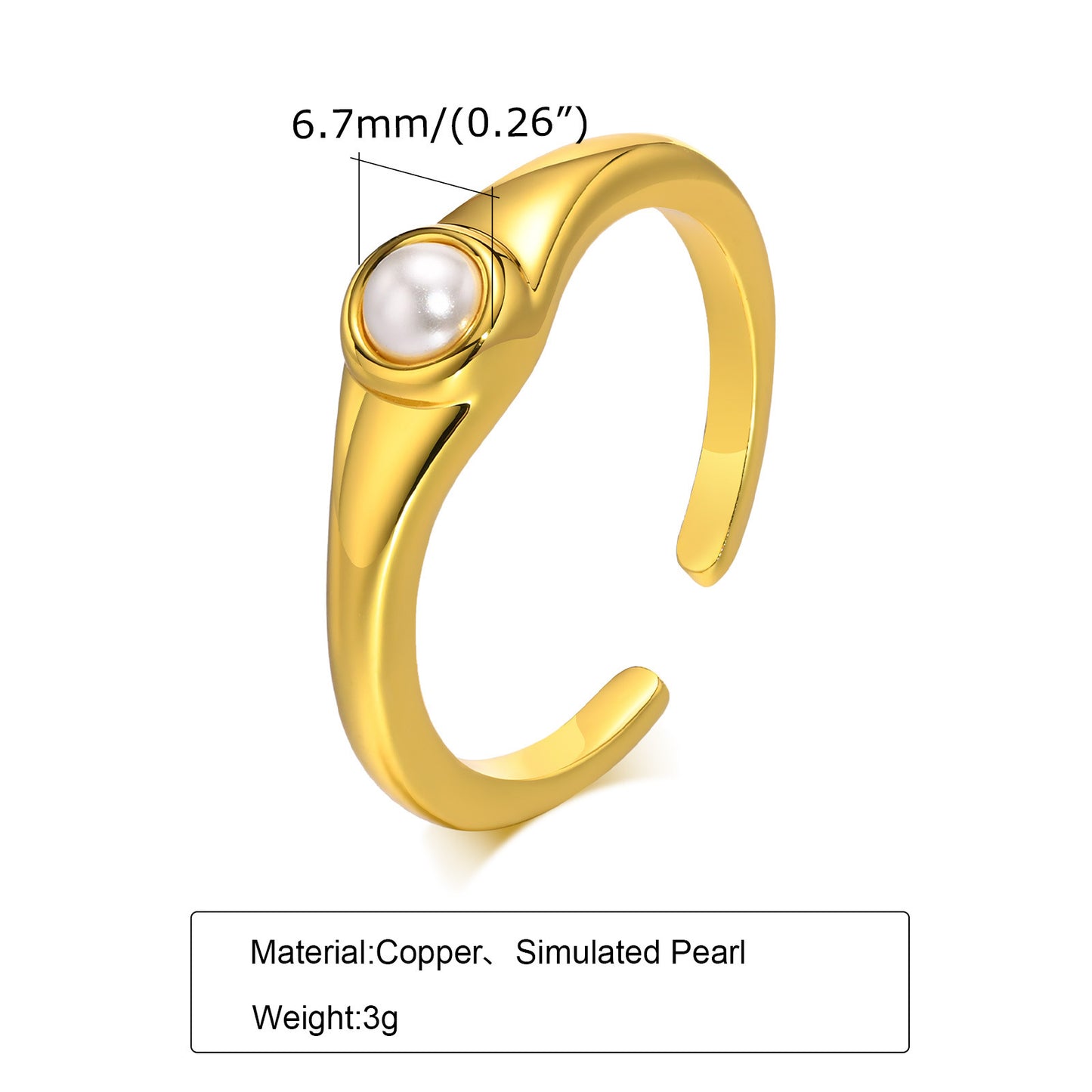 Metal Accessories Copper Open Ring Gold Personalized Fashion